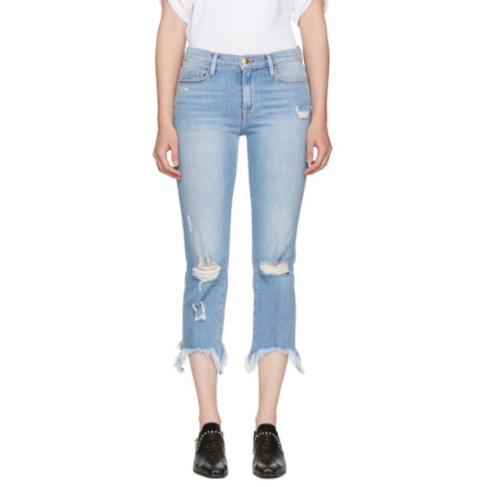 FRAME Jeans sz 28 Le Nouveau Straight Stiletto Hem‎ Jeans Frame Denim Distressed